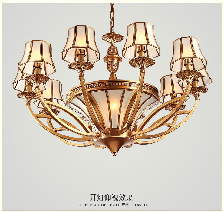 蒙特丽 客餐厅卧室吊灯TT99 美式乡村全铜灯具(B) 3头(66*40)cm