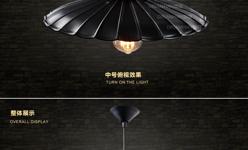 梦晗灯具 吊灯工业复古loft餐厅办公室铁制酒吧吊灯吧台灯餐桌灯 灯具 包邮Q811 中号36cm黑色+爱迪生光源