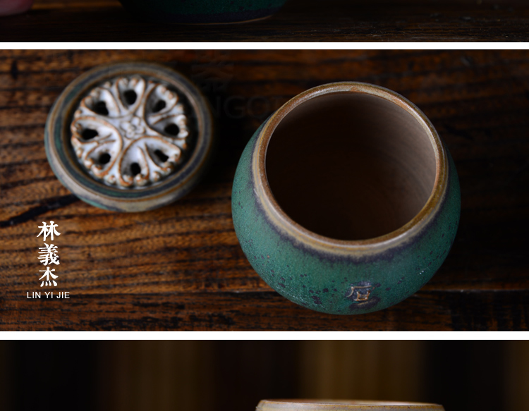 
                                        台湾茶具 林义杰作品 花盖小茶仓 茶叶罐 储茶罐 功夫茶具茶道                