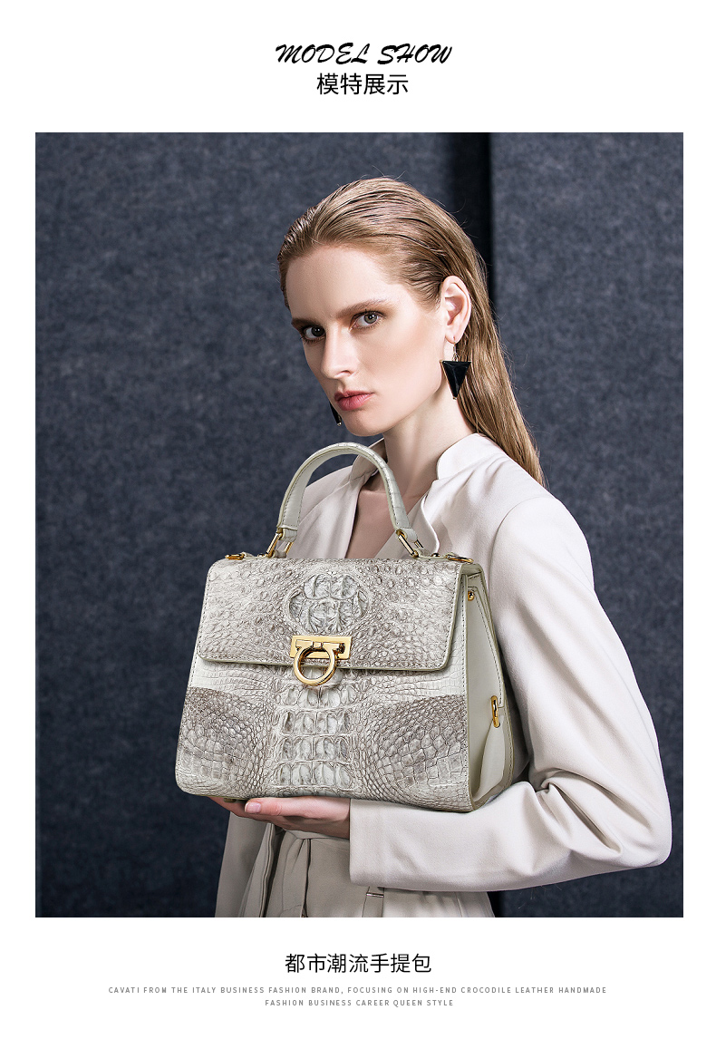 意大利gavadi卡梵蒂 新款鳄鱼皮女士手提包 欧美奢华时尚真皮单肩女包
