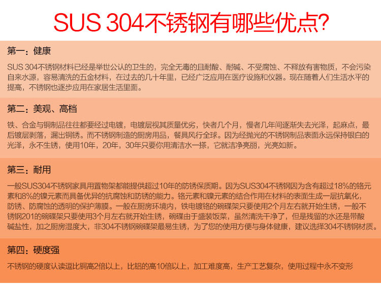 骏缘 304不锈钢多层放碗碟架沥水架厨房搁碗架三层收纳储物架