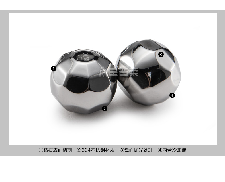 星普莱不锈钢冰块速冻冰粒冰格环保威士忌酒具伴侣Z030 钻石造型(8粒装送冰夹)