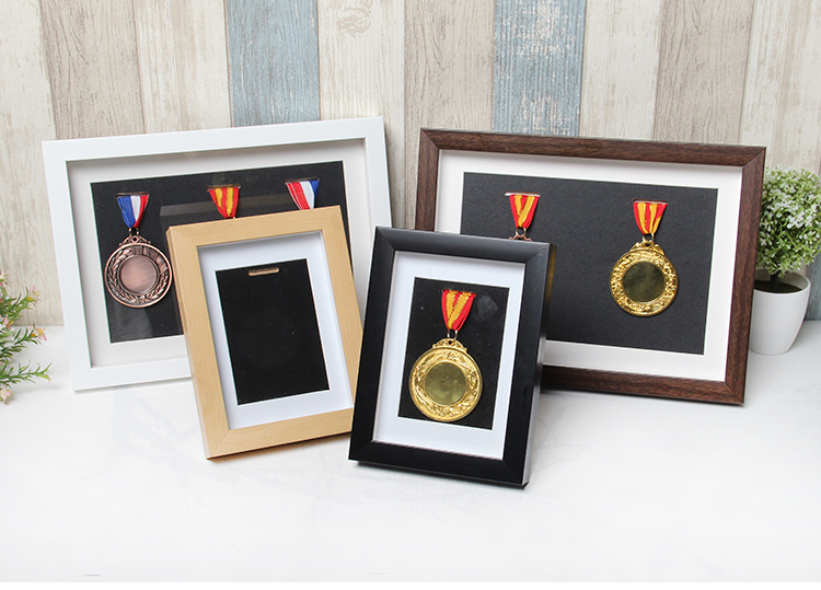马拉奖牌展示架奖牌框纪念收纳装裱框勋章奖章展示盒定做 胡桃色