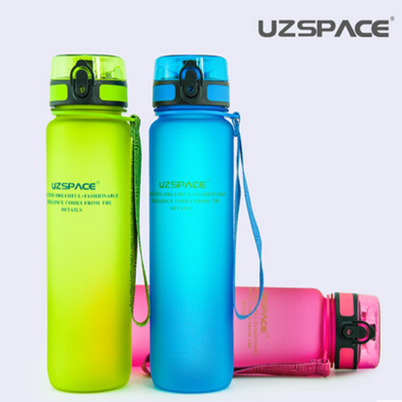 Uzspace优之磨砂进口塑料 水杯创意大容量太空杯户外运动水壶瓶防漏便携1000ml 蓝色