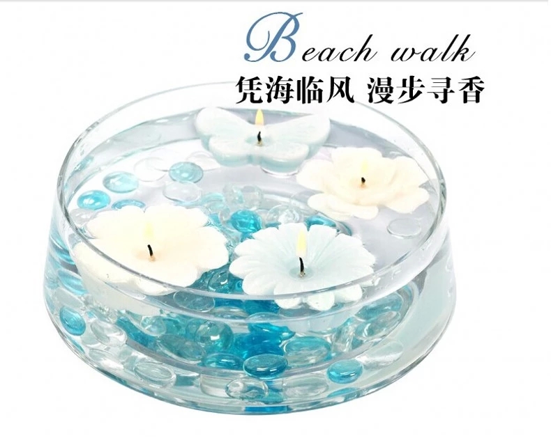 包邮Kingking香之韵香薰蜡烛 家居装饰花形雕刻浮水蜡烛 浪漫蜡烛套装 绿色-森林圆舞曲