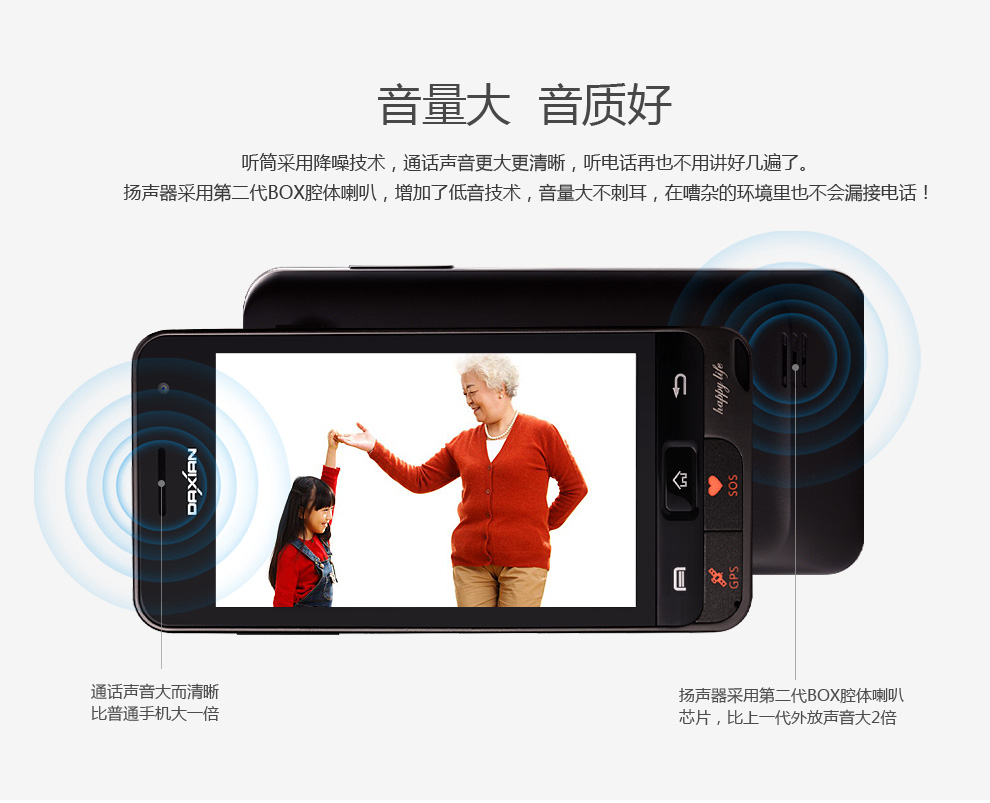 大显(DaXian) V998 移动/联通2G(GSM)手写触屏 智能老人手机 红色