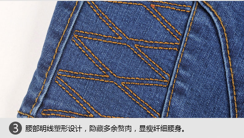佑相约   2015秋季女装新款韩版显瘦高腰牛仔裤 女长裤大码排扣修身显瘦铅笔裤小脚裤 深蓝色 26码