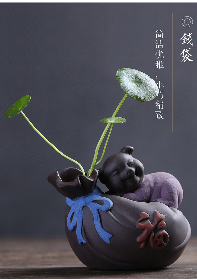 祥业 茶宠猪茶桌紫砂茶具陶瓷手工茶艺小盆栽茶道玩摆件精品可养桌面