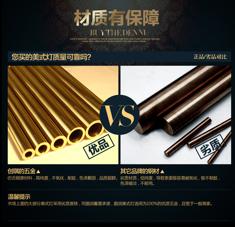 创琪 新美式吊灯欧式现代客厅灯卧室餐厅铜铁艺灯具 6头配LED光源(暖光)