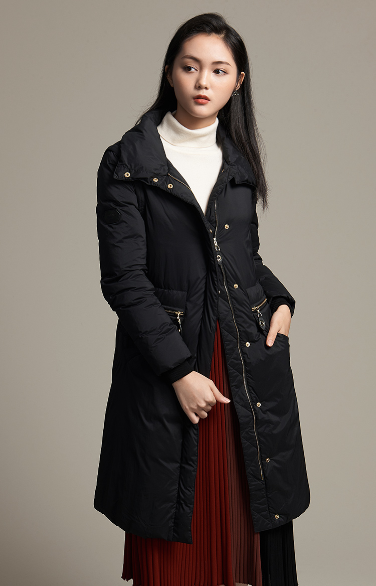 哥弟女装新款两穿可拆袖中长款羽绒服女a400040 黑色 m(3码)_现价800