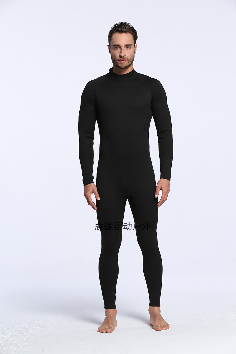 2mm连体全黑氯丁橡胶潜水服 冲浪服 防水保暖湿式潜水衣男女 056男款