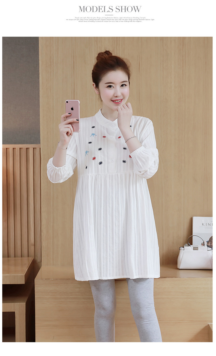 孕妈妈秋装连衣裙时尚辣妈明星同款孕妇上衣娃娃裙怀孕衣服白色潮