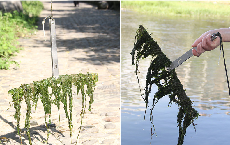 不锈钢折叠水草刀钓鱼用品带七芯伞绳锯齿拉割草刀器渔具 不锈钢水草