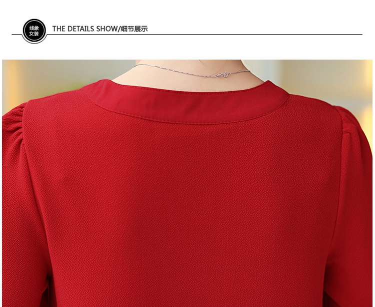 衣泊婉大码宽松显瘦雪纺衫女2015秋装新款气质大码上衣中长长袖打底衫 枣红色 XXL
