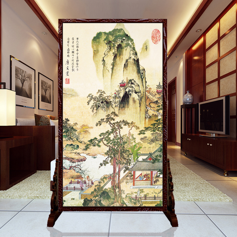 
                                        私人定制中式座屏 书房酒店隔断屏风 办公室客厅摄影隔断玄关隔断 双面屏风 041花开富贵 160cm宽X180高 左镂空                
