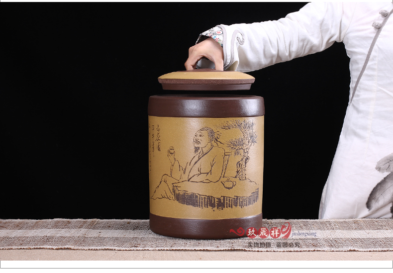 普洱10饼装罐 茶叶桶普洱大号茶叶罐 茶缸 粗陶瓷储茶罐 5斤装