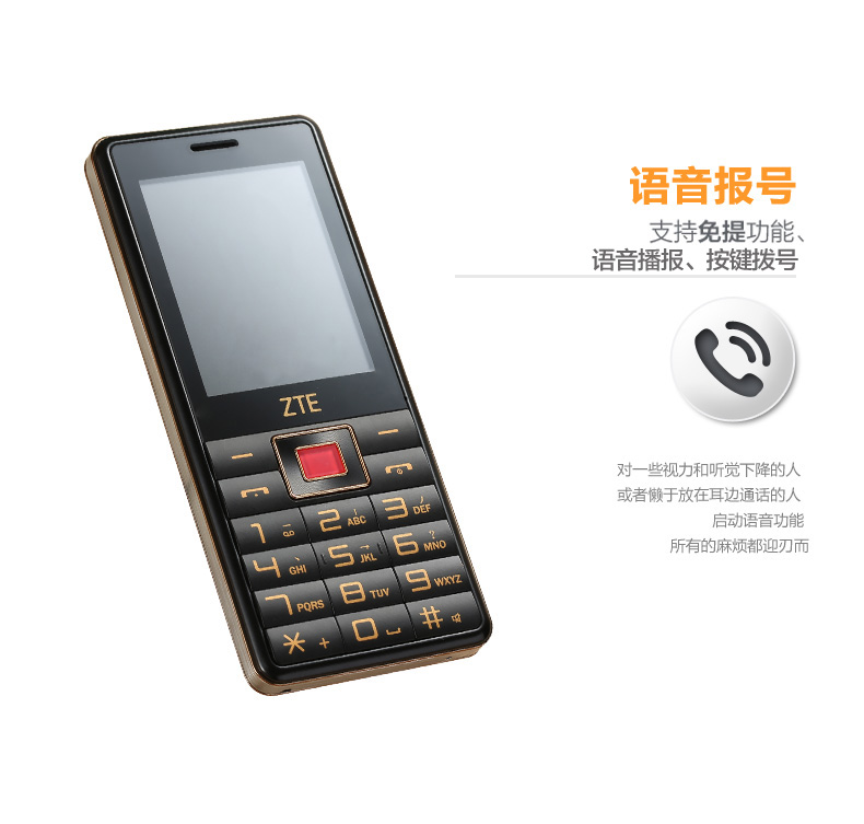 中兴（ZTE）ZTE-C V16 电信2G老人手机 白色