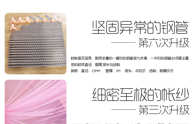 
                                        梦飘飘家纺  蚊帐三开门不锈钢加粗加厚支架落地式宫廷方顶公主蚊帐 心相印-紫色 2.0m床适用                