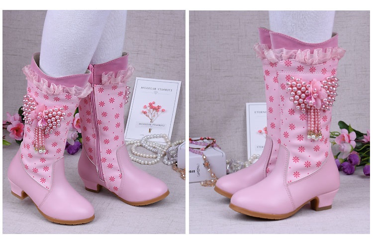 女童高跟靴子2020秋冬新款儿童靴子韩版公主靴加绒棉靴中大童高筒靴