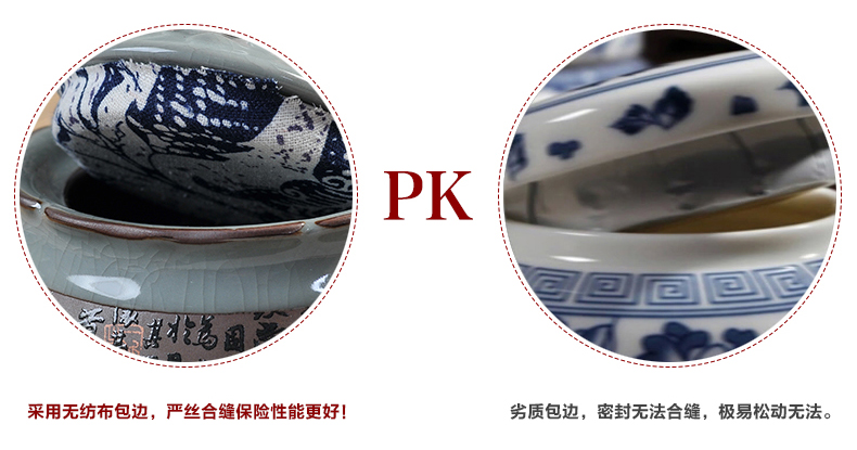 
                                        乐陶苑 哥窑茶叶罐陶瓷大号茶叶罐包装盒普洱茶醒茶叶罐无纺布密封茶叶桶特价 莲生罐.高风亮节(青)                