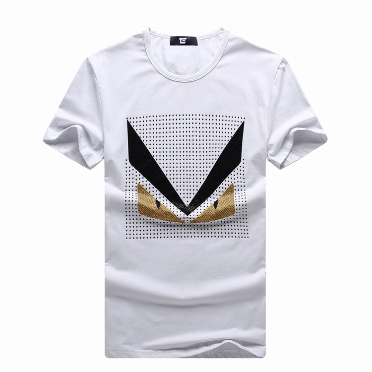 ts2015夏季男装t恤衫圆领短袖烫钻t恤纯棉男式t恤时尚休闲小怪兽男士