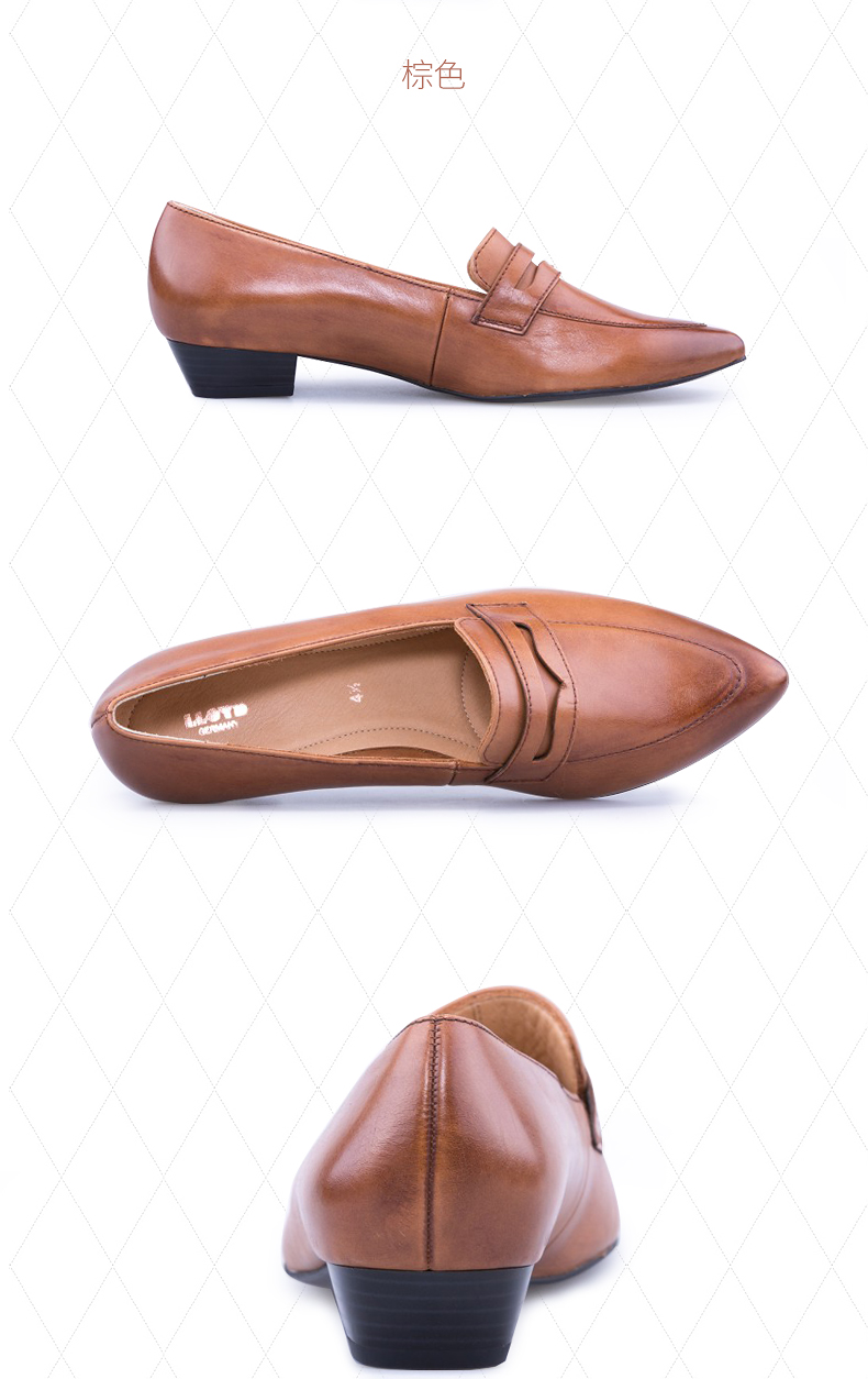 lloyd利来 商务时尚女鞋复古尖头皮鞋套脚低跟鞋 休闲舒适乐福鞋27264