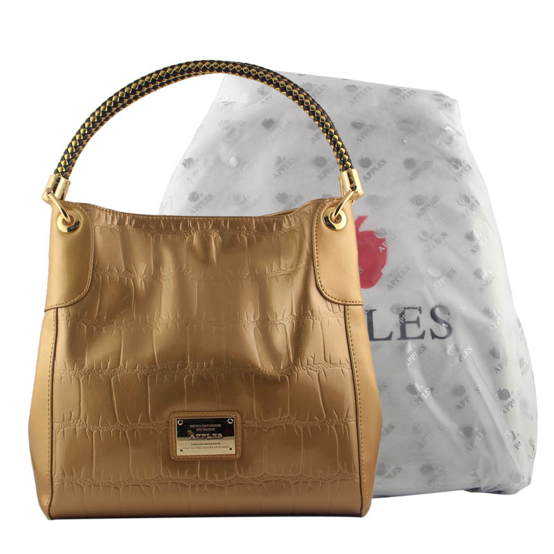 苹果apples 牛皮女包包手提包时尚简约大气挎包 酒红_ 9折现价苹果