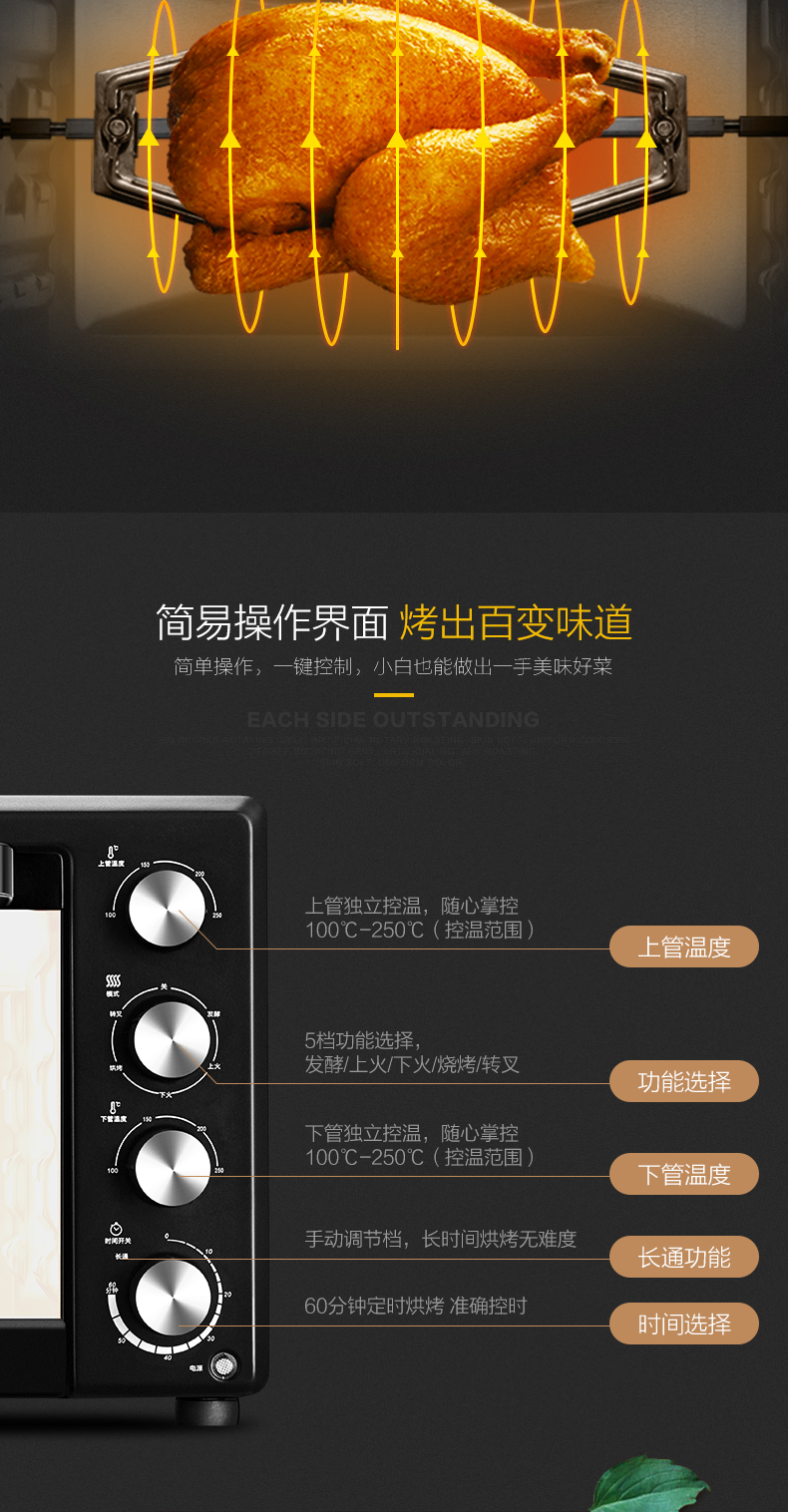 惠而浦(whirlpool)电烤箱 wto-mp305g家用多功能烘焙 30l