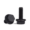 JINGGONG Grade 10.9 black toothed external hexagonal padded flange screw bolts External hexagonal padded bolts M5-16 M6x10 10 pieces