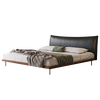 Yiluo Italian style minimalist black leather bed mid-century style master bedroom light luxury modern simple thin bedside bed Luna semi-green leather + beech wood rib frame 1800mm*2000mm bracket structure
