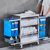SHENFAN hotel linen cart stainless steel guest room entrance cart cleaning cart tool cart hotel cleaning cleaning trolley stainless steel bilateral side pocket storage box-5-inch large wheel