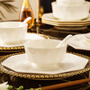 NINE CRANES high-end bowl and dish set household bone china bowl and plate pure white housewarming gift Jingdezhen tableware complete set light luxury 80 pieces set for 10 people high-end brocade box