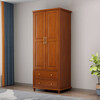 Fanxingze new Chinese style solid wood wardrobe wardrobe small apartment modern simple bedroom double door wardrobe storage cabinet small wardrobe two doors 90cm walnut color