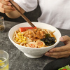 INMIND HOUSE noodle bowl bamboo hat bowl Japanese ramen bowl ceramic 5-inch bowl soup noodle bowl household noodle bowl snail noodle bowl tableware 5-inch stone texture bamboo hat bowl white