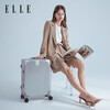 ELLE French brand luggage fashionable silver 22-inch trolley case TSA universal wheel password box women's suitcase