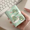 Mombos wallet for women, cute cartoon, fashionable folding card bag for men, ultra-thin multi-card slot storage, portable large-capacity student wallet, green little monster, enlargeable banknote/ID card, anti-degaussing model