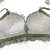 Daitianli push-up lace sexy underwear bra set, no wires, women's push-up adjustable anti-sagging small breast bra, green (single bra) 34A=75A