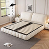XIYUNMEN government subsidizes cream-style first-layer cowhide leather bed elephant ear master bedroom double bed minimalist storage bed wedding bed bed + moderately hard and soft natural latex mattress 1.8*2 meter frame bed/10cm steel wood lattice frame