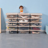 Bailu plastic shoe box thickened and stackable shoe box storage box transparent shoe box desktop storage box 5 pieces khaki 35.2x20.4x12.3cm