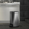 Jinke stainless steel trash can with lid, foot-operated, slow-down closure, hotel office, commercial use, large capacity, indoor and outdoor living room, bathroom, customized, 8 liters of sand silver steel