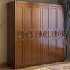 Millennium Shengshi Wardrobe Solid Wood Wardrobe Bedroom Simple Modern Chinese Style Multi-Door Combination Large Wardrobe Wooden Assembly Furniture Walnut Color Without Top Three Doors