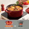 Supor enamel pot household soup pot round cast iron pot thickened stew pot stew pot composite bottom micro pressure cooker Chinese red silicone spoon + heat insulation gloves 24cm