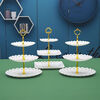 Lingyunhe Dessert Table Display Stand Afternoon Tea Dessert Stand Tea Break Setup Dessert Candy Plate Cake Tray Set Plastic Six-piece Set European Dessert Table Set 1 Set