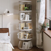 Anya rotating bookshelf floor-standing ABS locker simple storage student display picture book shelf acrylic cream white 5 layers
