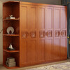 Millennium Shengshi Wardrobe Solid Wood Wardrobe Bedroom Simple Modern Chinese Style Multi-Door Combination Large Wardrobe Wooden Assembly Furniture Walnut Color Without Top Three Doors