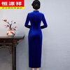 Hengyuanxiang brand Xi mother-in-law wedding long cheongsam 2025 new mother's wear retro Chinese style dress 40 years old to cover the belly, wine red 4XL 125-138 catties