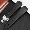 Substitute Citizen protruding mouth leather watch strap GA10531050/AU1065/GA1053 leather watch chain for men and women 16 23mm black-silver butterfly buckle 23*14mm protruding mouth
