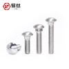 Yisi 304 stainless steel carriage screw large head screw semi-round head square neck bolt shelf screw M6M8M10M12 M6*50 (2 pieces) full teeth