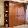 Millennium Shengshi Wardrobe Solid Wood Wardrobe Bedroom Simple Modern Chinese Style Multi-Door Combination Large Wardrobe Wooden Assembly Furniture Walnut Color Without Top Three Doors