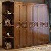Millennium Shengshi Wardrobe Solid Wood Wardrobe Bedroom Simple Modern Chinese Style Multi-Door Combination Large Wardrobe Wooden Assembly Furniture Walnut Color Without Top Three Doors